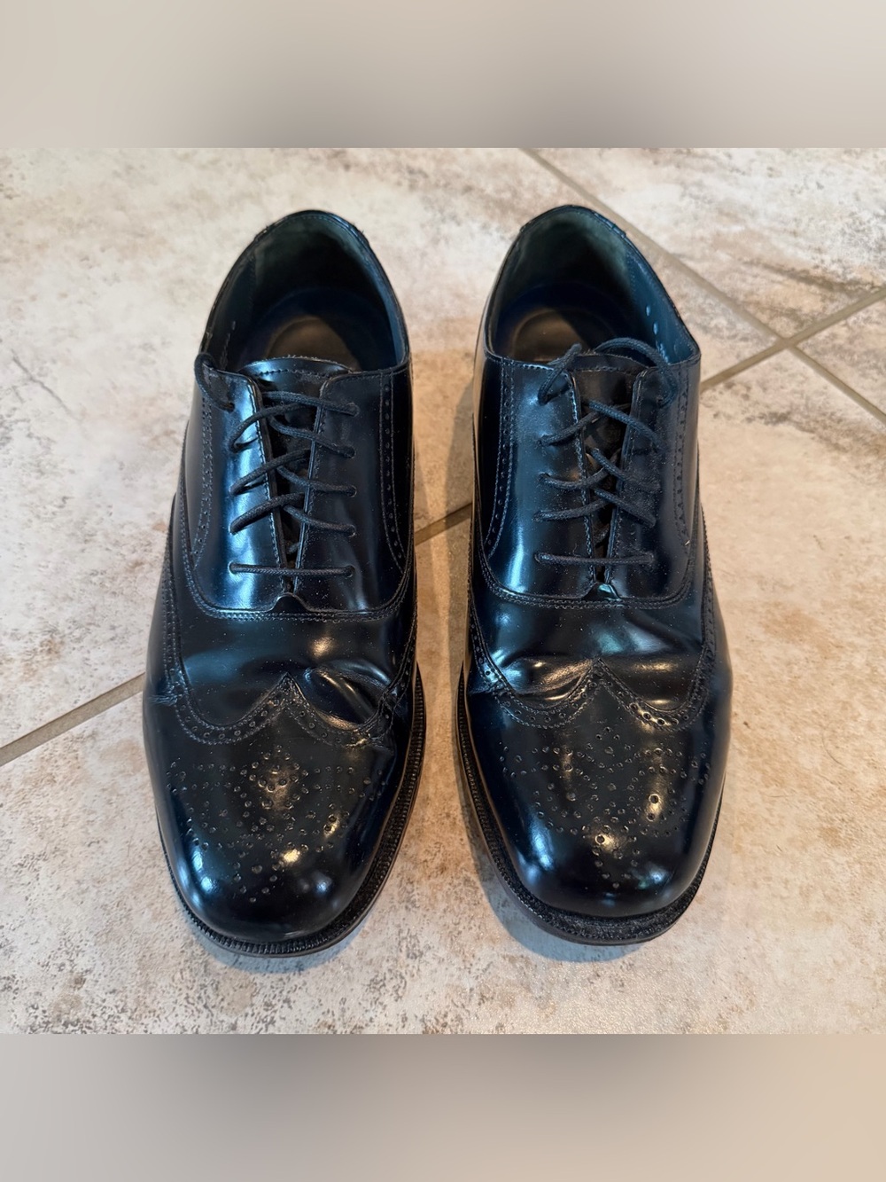 Bostonian Stockbridge wingtip oxfords. These classic black leather dress